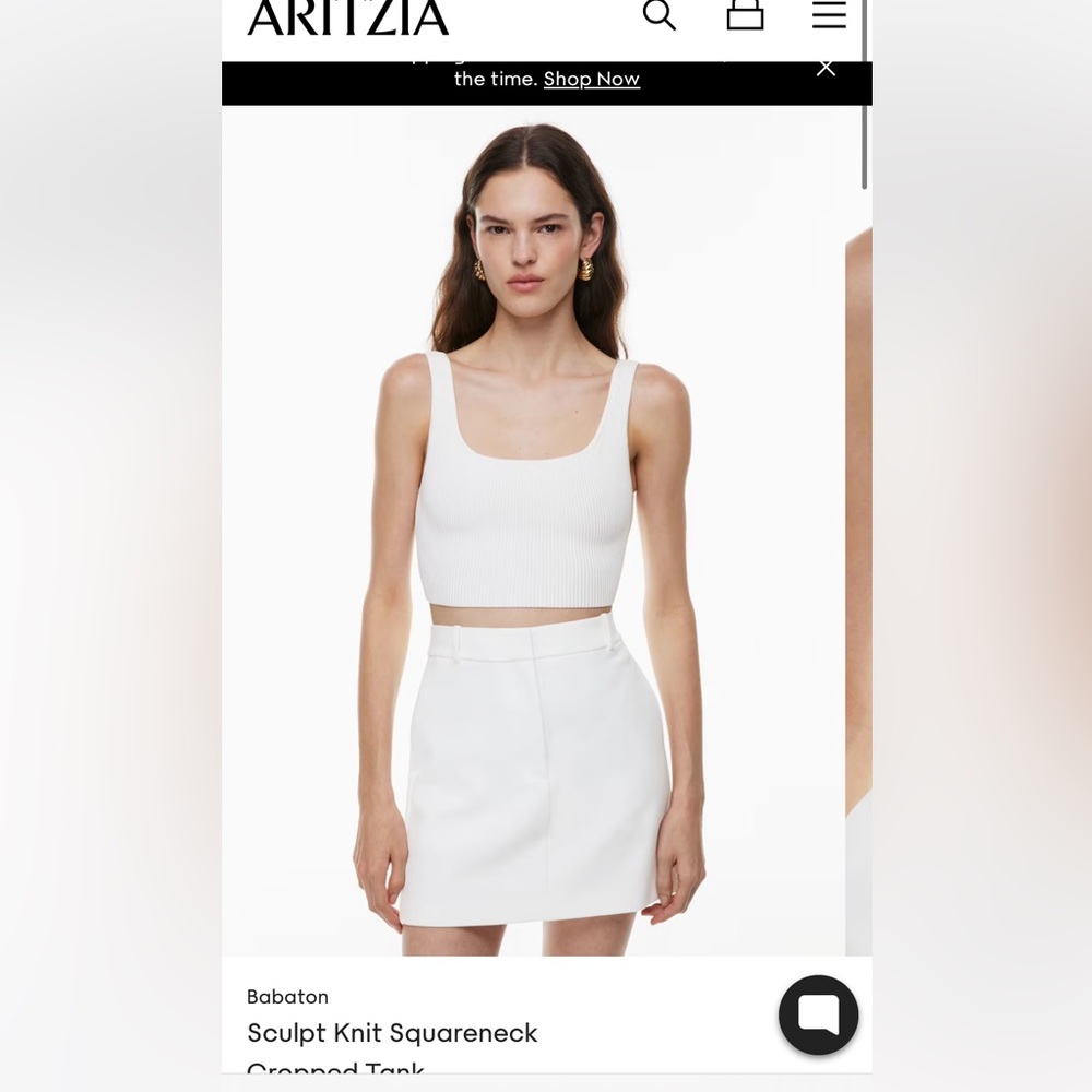 Aritzia Sculpt Knit Squareneck Cropped Tank